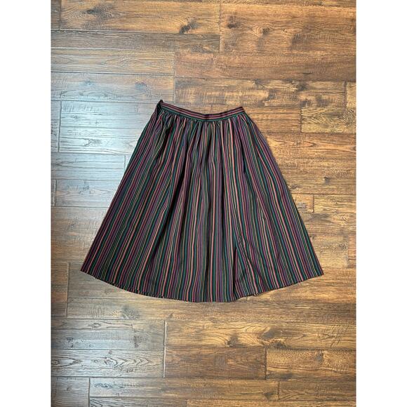 VTG Semi Sheer Circle Skirt Horizontal Stripes Medium Garey Petites California - Picture 4 of 4